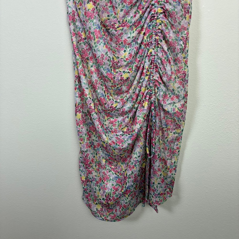BCBGeneration‎ Floral Mesh Ruched Mini Dress Women's 10 Summer Party Going Out - Picture 2 of 6